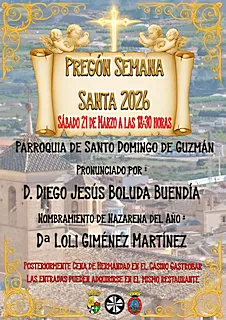 Lectura del Pregón de la Semana Santa a cargo de Diego Jesús Boluda Buendia 2026.